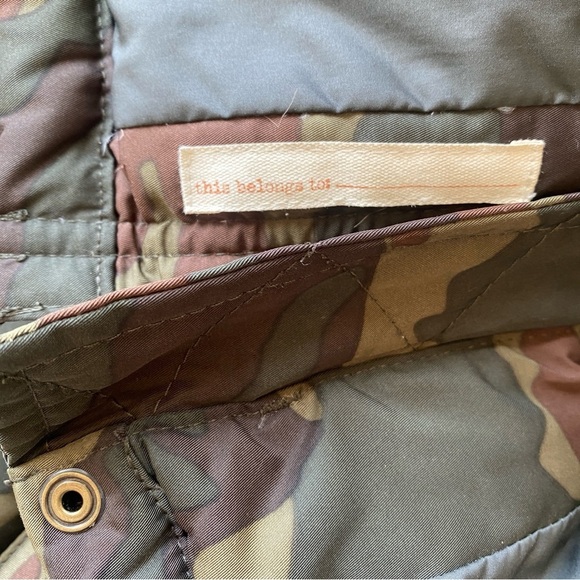 J Crew Crewcuts Down Feather Puffer Jacket Camo Hooded Parka Size 14 - Picture 10 of 12